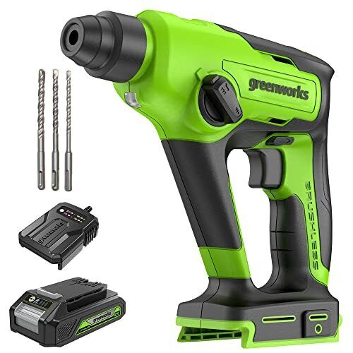 Greenworks Tools Perceuse à percussion sans fil GD24SDS1K2 (Li-Ion 24V SDS 1.2 J
