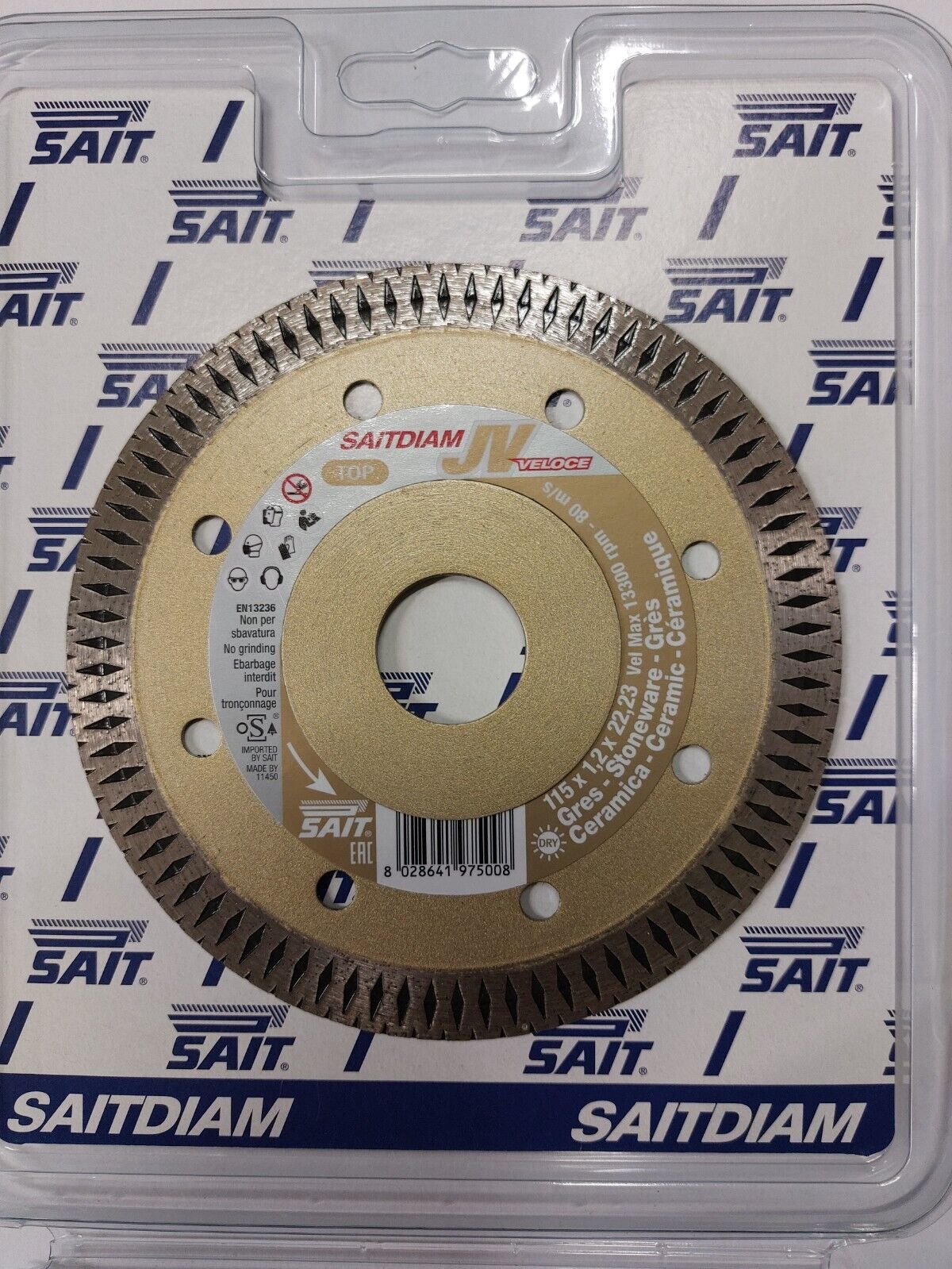 DISCO DIAMANTATO PROFESSIONALE SAITDIAM JV VELOCE 115 X 1,2 PER CERAMICA E GRES
