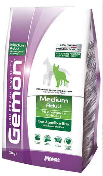 CROCCANTINI PER CANI KG. 3 MONGE GEMON DOG MEDIUM ADULT agnello e riso