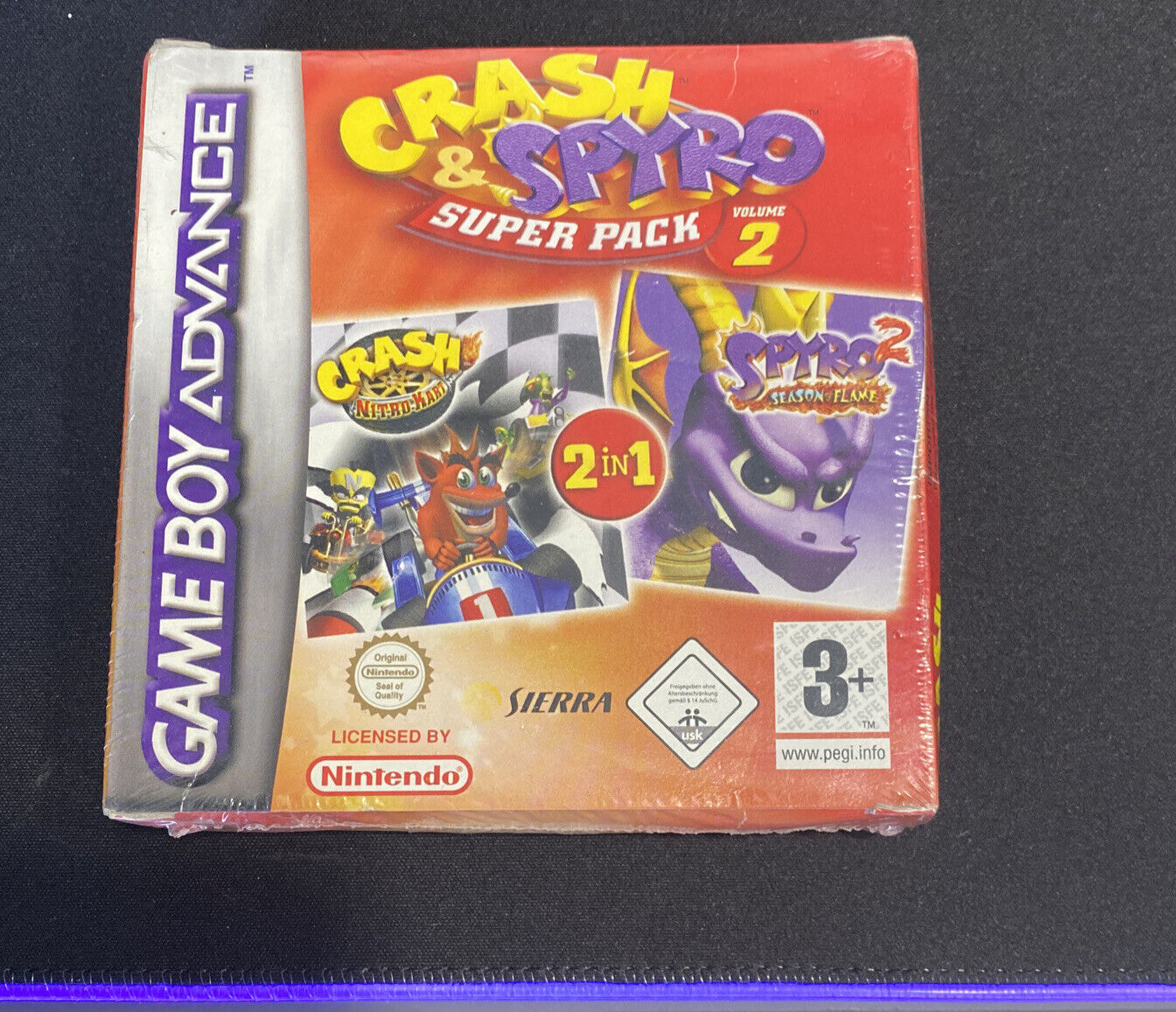 CRASH NITRO KART + SPYRO 2 SEASON OF FLAME - GAME BOY ADVANCE - NUOVO -Sigillato