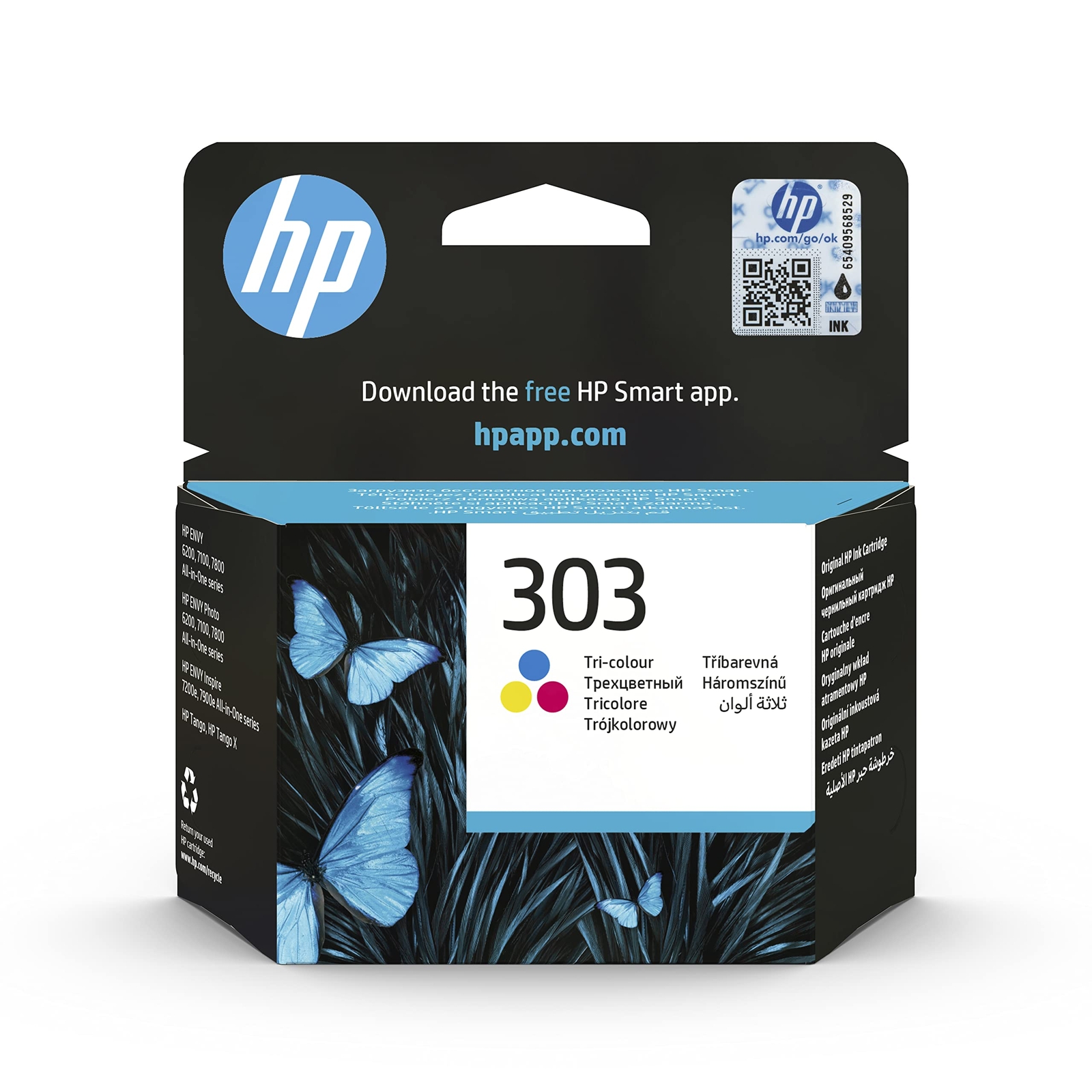 HP T6N01AE 303 Original Ink Cartridge, Tri-color, Single Pack Tri-Colour Standar