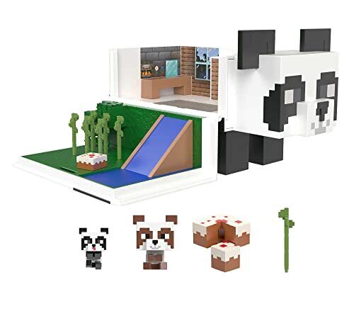 Minecraft Playset - Playset La Casa dei Panda e Mini Teste Mob , (S7u)
