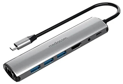 Mediacom MD-C313 Usb-C A Hdmi 3 Porte Usb 3 Rj45 Plus Audio E Power Deliver 87W