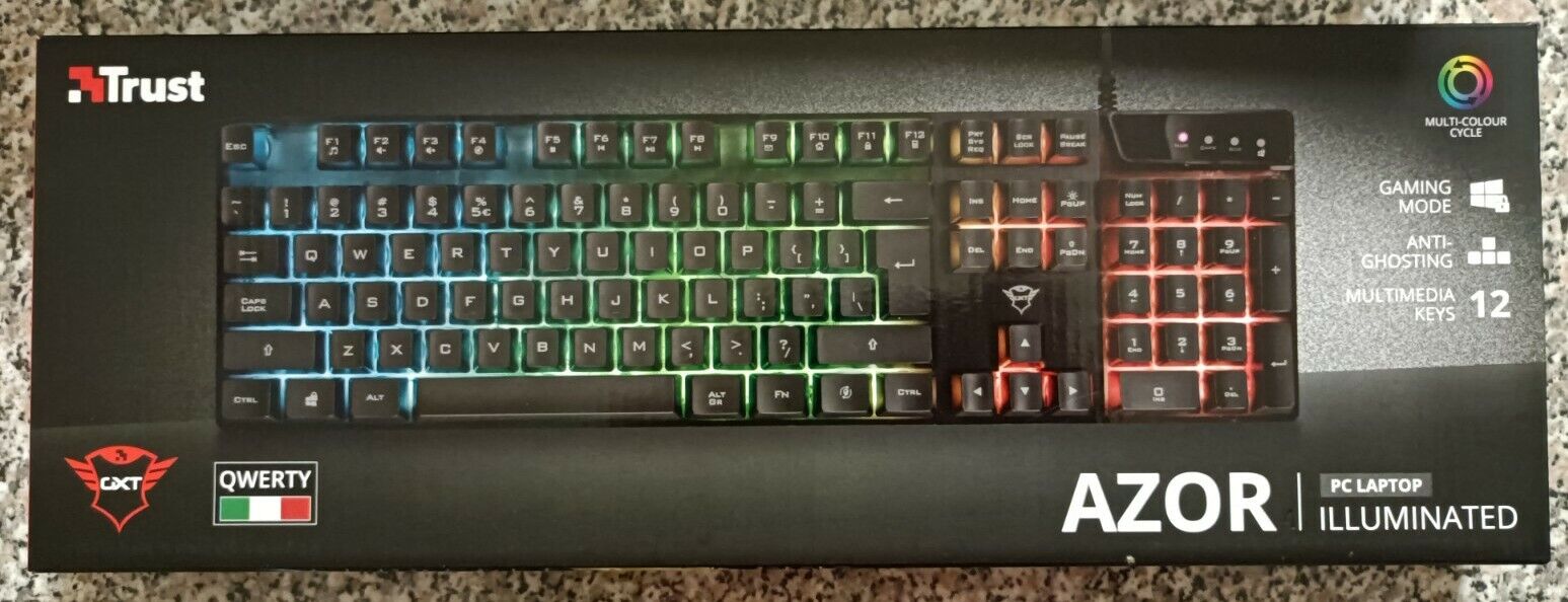 Trust GXT 835 😎 Azor Tastiera Gaming USB Qwerty illuminata a LED Anti Ghosting