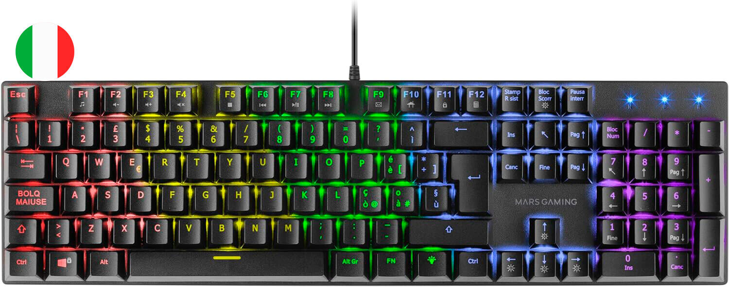 Mars Gaming Teclado Mecanico RGB MK422 - Tecnologia Antipolvo - Efectos de Ilumi