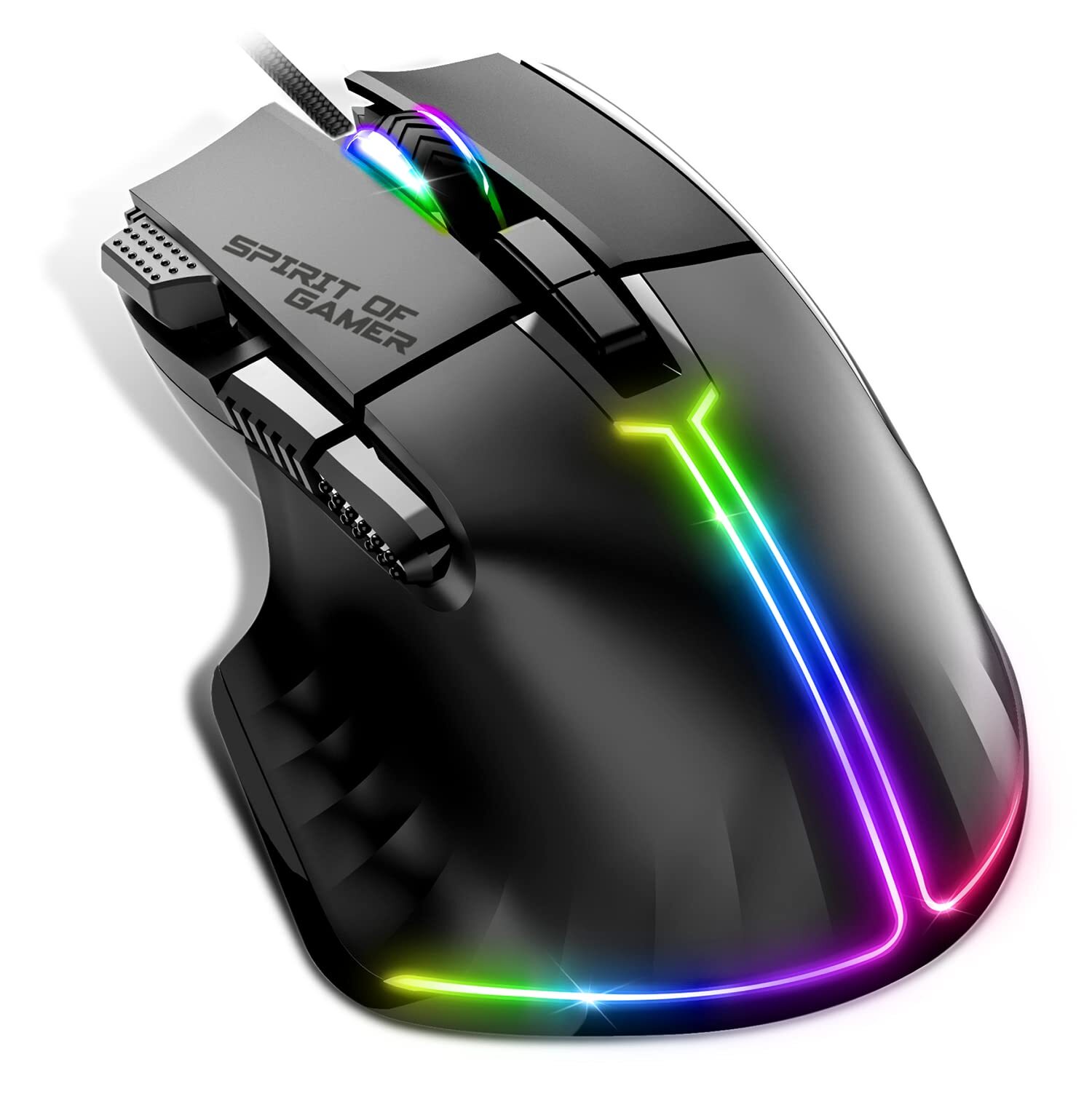 Wired Gaming Mouse for PC 12800 DPI   RGB Mouse with 8 Programmable Buttons incl