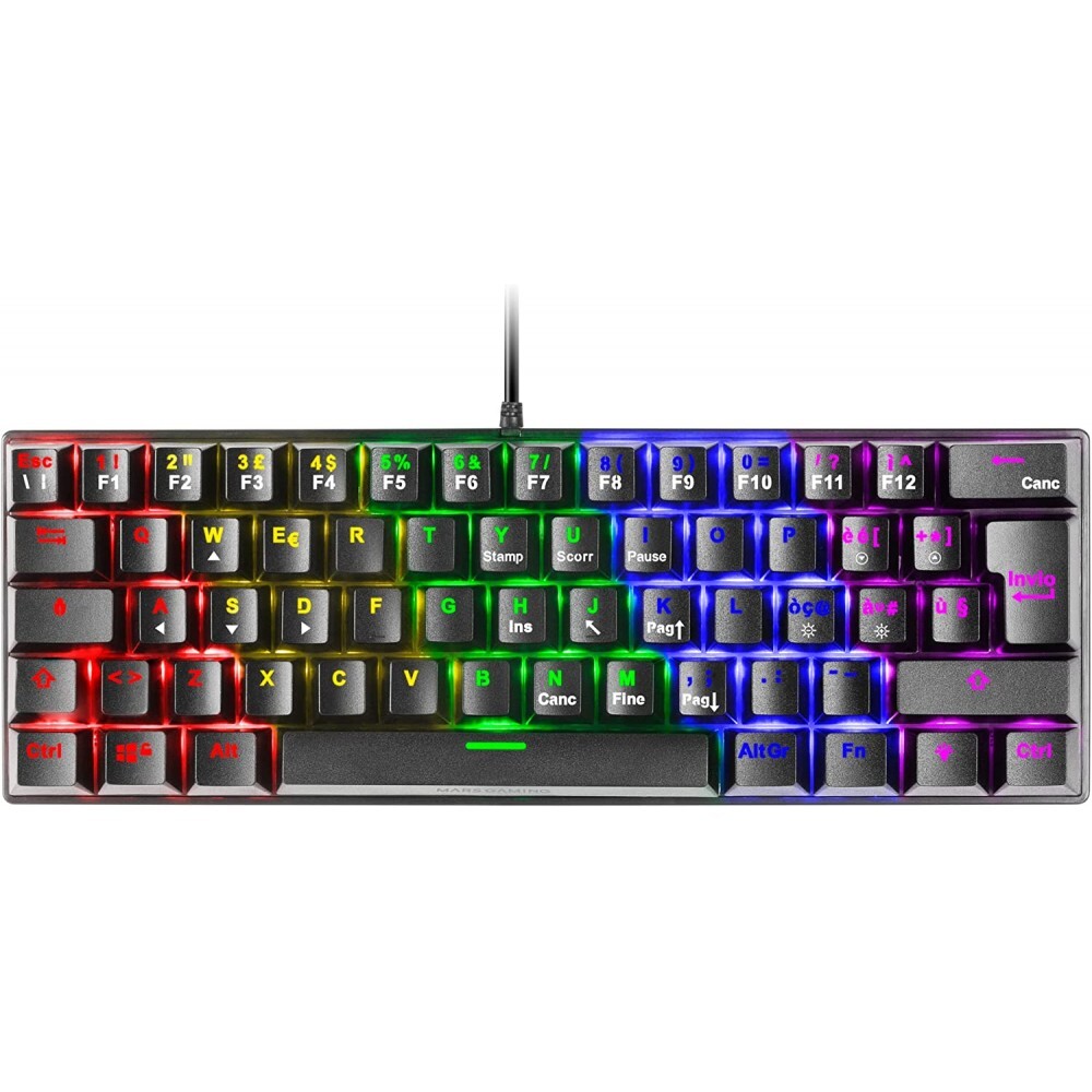 Mars Gaming MK60 Nero, Tastiera Gaming Meccanica FRGB, Antighosting, Switch Mecc