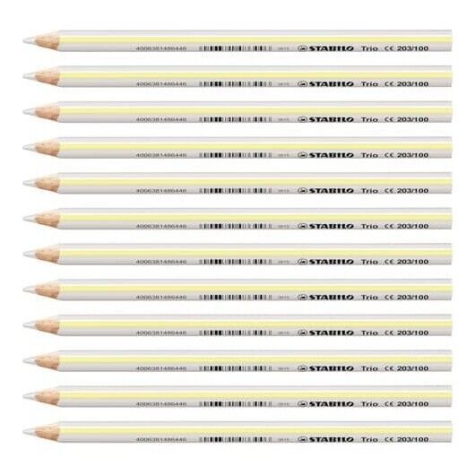 Matite colorate Stabilo Trio Maxi tratto 4,2 mm conf. 12 pezzi bianco - 203/100