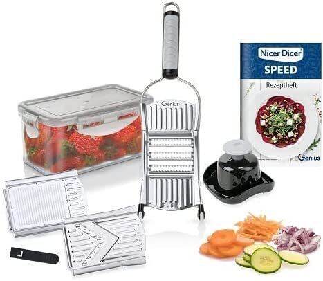 Genius Nicer Dicer Speed - Affettaverdure con 3 inserti, supporto e (o9j)