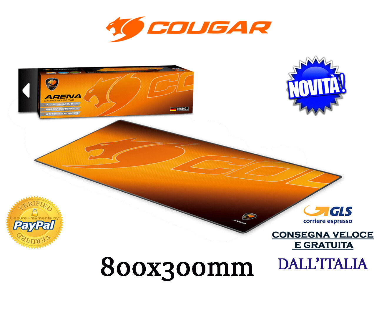 TAPPETINO MOUSE PAD COUGAR ARENA GAMING EXTRA LARGE 800X300 MM ACCESSORIO