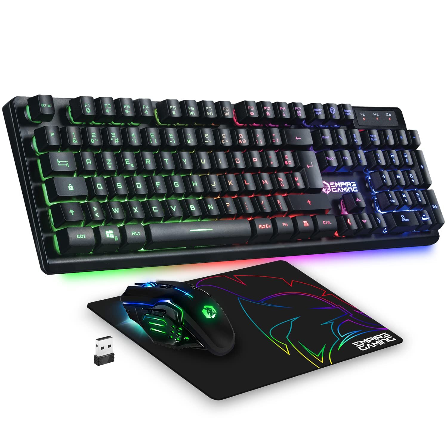 Empire Gaming - Armor RF800 Pack Clavier Souris Gaming sans Fil Wireless AZER...