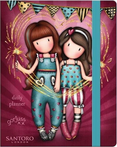 SANTORO- Agenda non datata con elastico Gorjuss « Fireworks » 11,5 x 14,5 x 2 cm