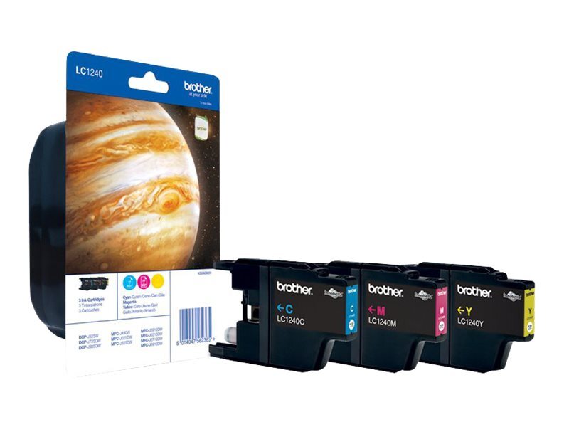 Brother LC1240 Inchiostro a base di pigmento 3 pz Confezione LC1240RBWBPDR