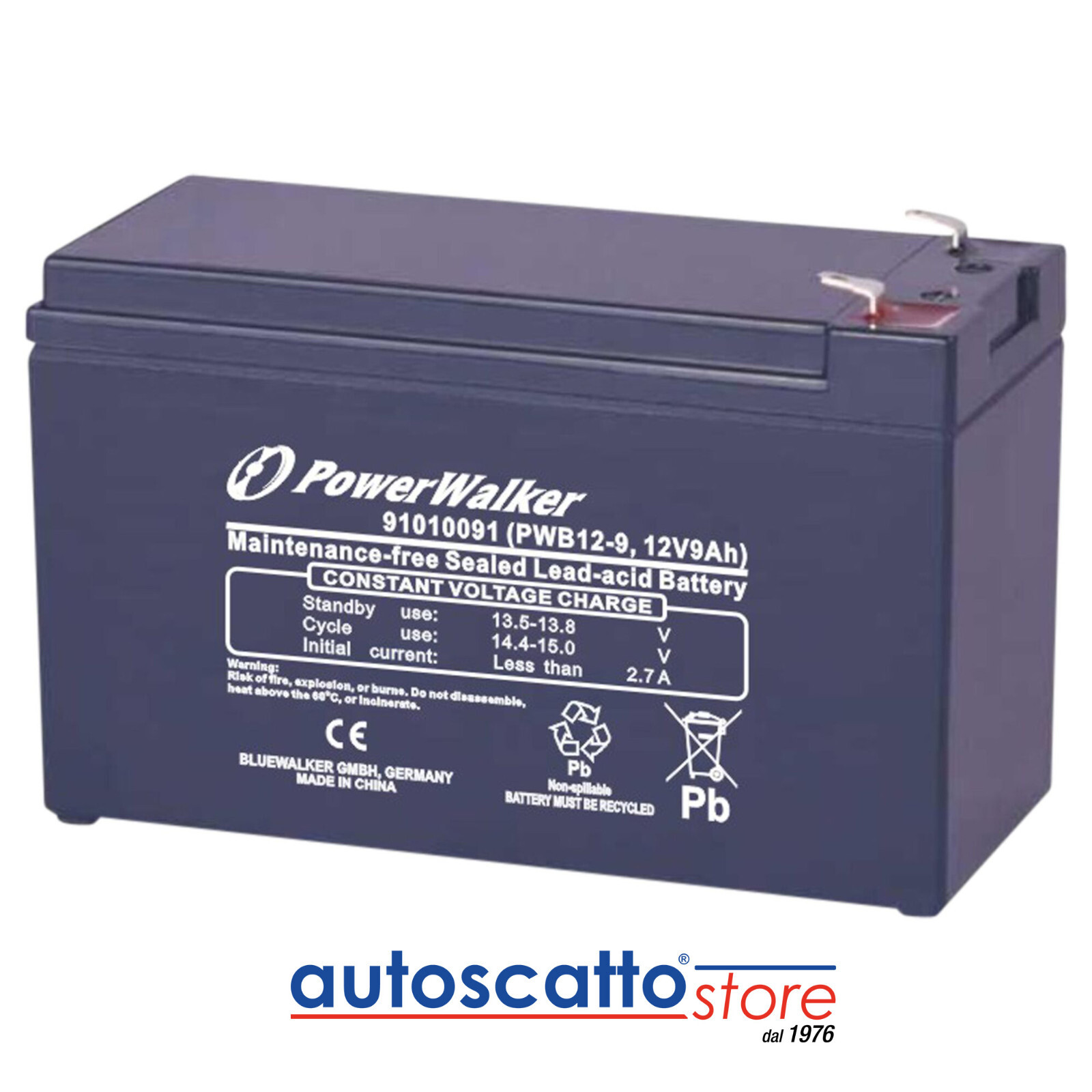 PowerWalker 12V/9Ah VRLA Batterie al piombo-gel PWB12-9