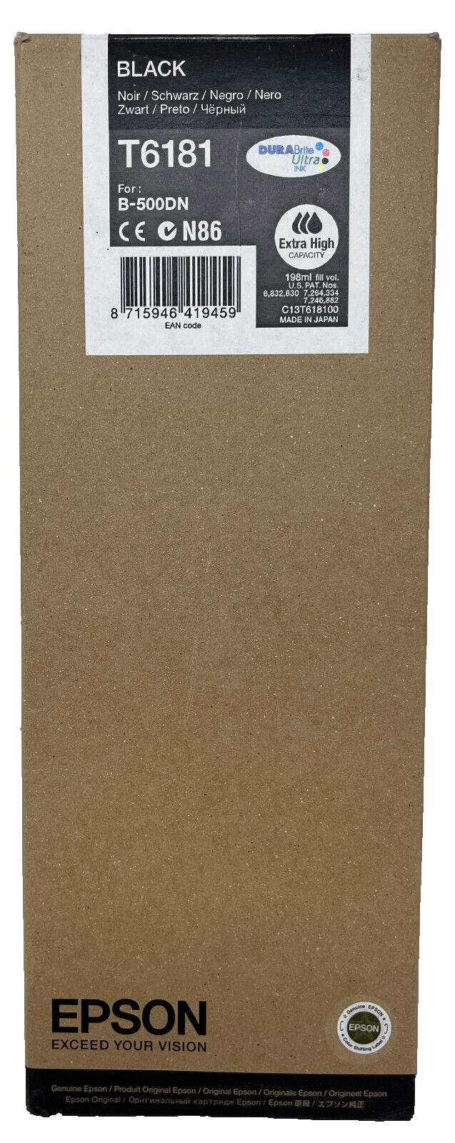 EPSON T6181 CARTUCCIA INCHIOSTRO ORIGINALE NERO PER B-500DN [02/2010]