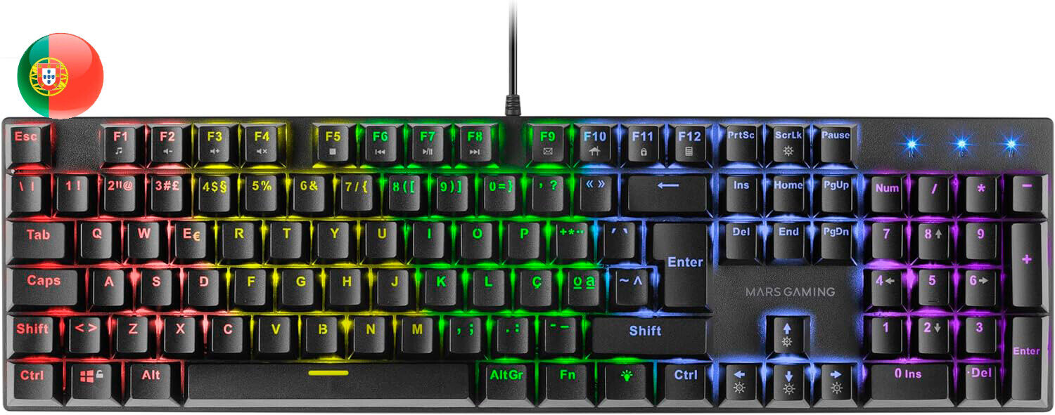 Mars Gaming Teclado Mecanico RGB MK422 - Tecnologia Antipolvo - Efectos de Ilumi
