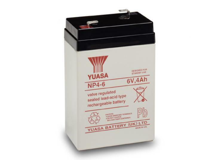 BATTERIA RICARICABILE AL PIOMBO YUASA NP4-6 6V 4 Ah  PER GIOCATTOLI, UPS