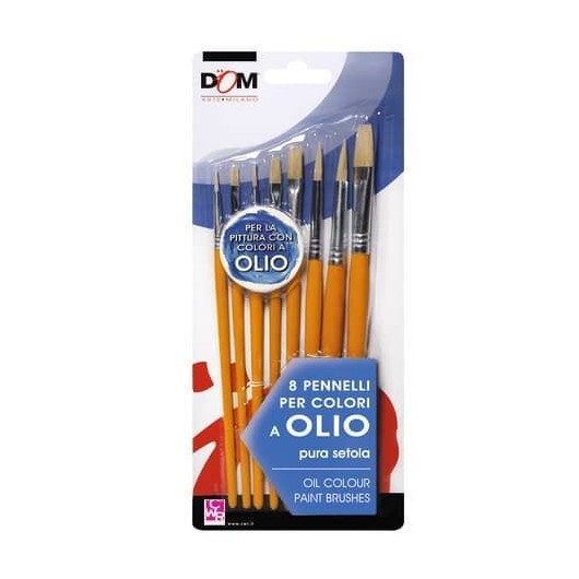 Pennelli  CWR in conf. da 8 pz - punte e misure assortite - per colori a olio -