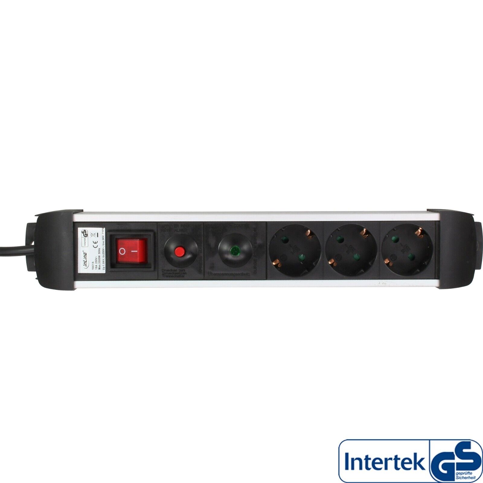 INL Multipresa 3x schuko con interruttore protezioni alluminio,1,5m
