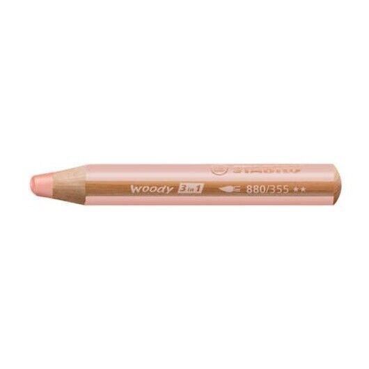 Matite colorate Stabilo Woody 3 in 1 punta larga conf. 5 pz carnicino 880/355