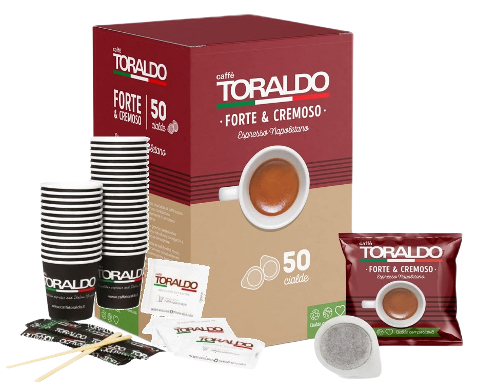 CAFFÈ TORALDO - MISCELA FORTE & CREMOSO - Kit 50 CIALDE ESE44 + ACCESSORI