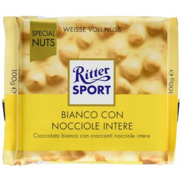 10 TAVOLETTA RITTER SPORT BIANCO NOCCIOLE INTERE CIOCCOLATO CROCCANTI 100gr