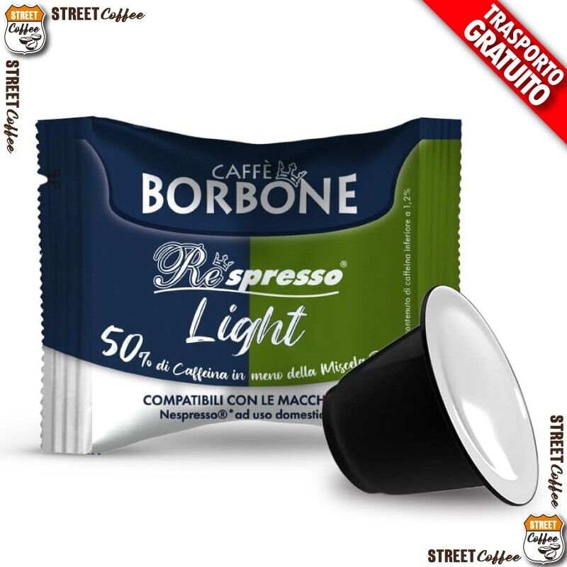 50 Capsule Compatibili Nespresso caffè Borbone Miscela LIGHT 50% Blu e 50% Dek