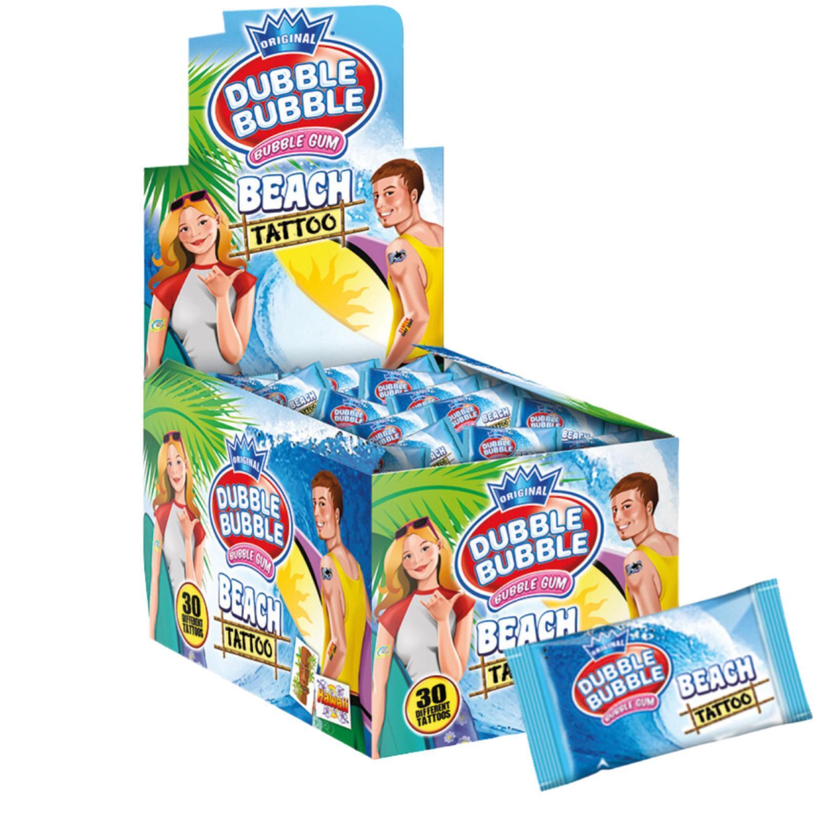 Gomme da Masticare Dubble Bubble Beach Tattoo Tatuaggi 200 pz Gusto Fragola