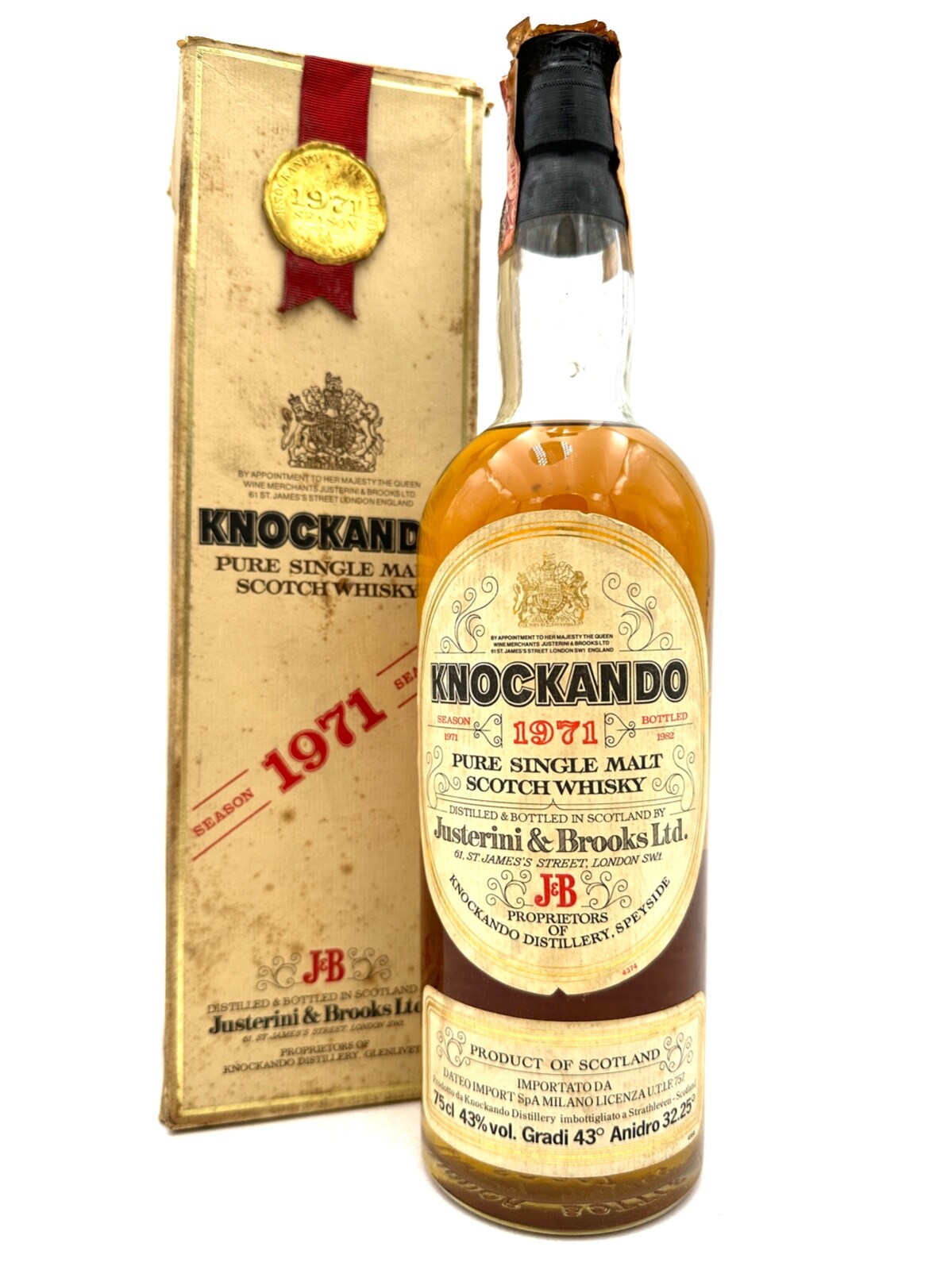 1971 KNOCKANDO SINGLE MALT SCOTCH WHISKY - J&B - 0,75L 43% - BOTTL. 1982