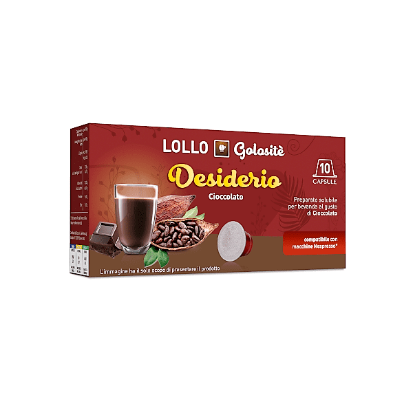 Cioccolato solubile, Capsule Lollo Caffè Compatibili Nespresso, 10 pezzi