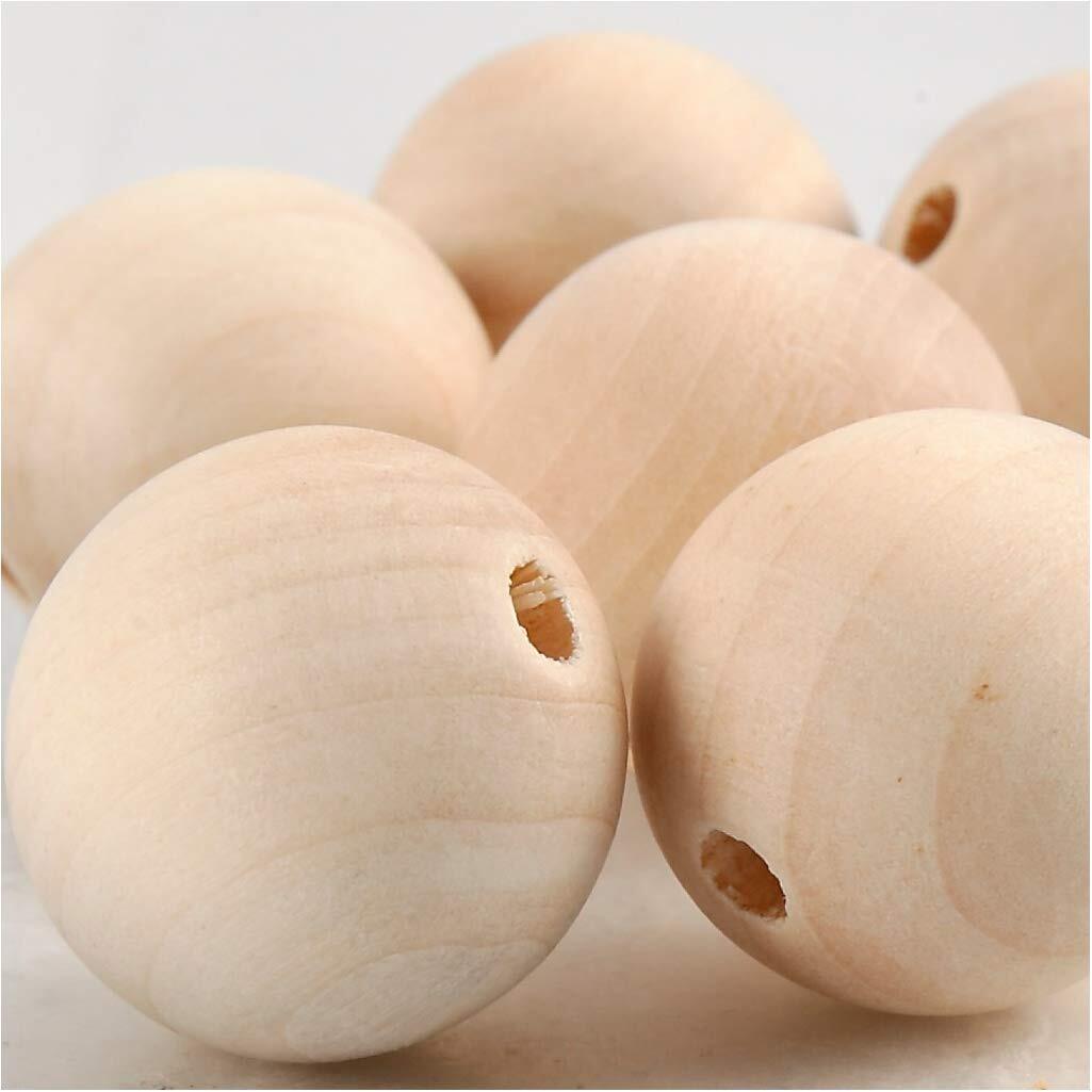 Wooden beads, D: 25 mm, hole size 4,5 mm, china berry, 8pcs