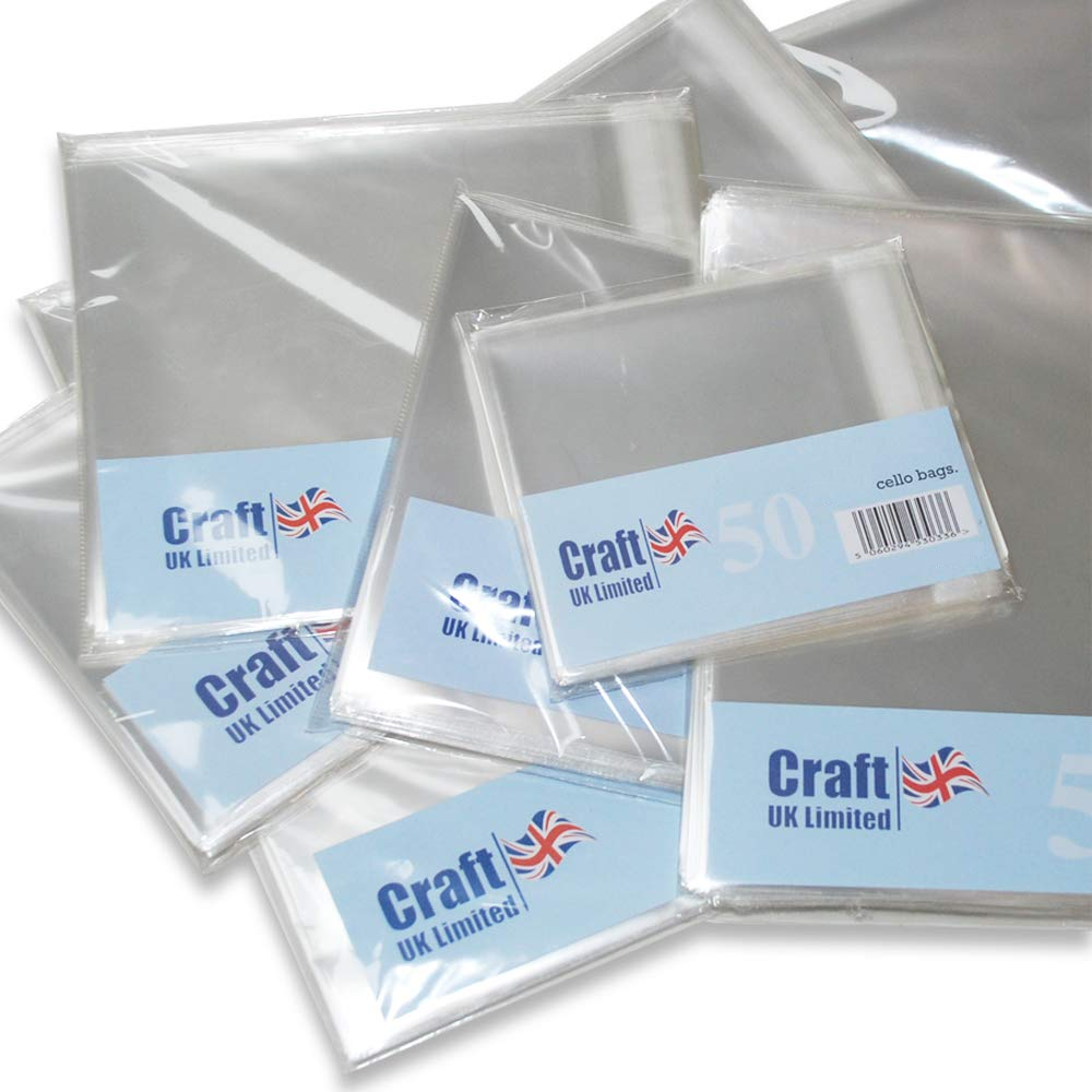 50 X Trasparente Cellophane Sacchetti 17.8cm x Vuoto Auguri Carte Cardmaking