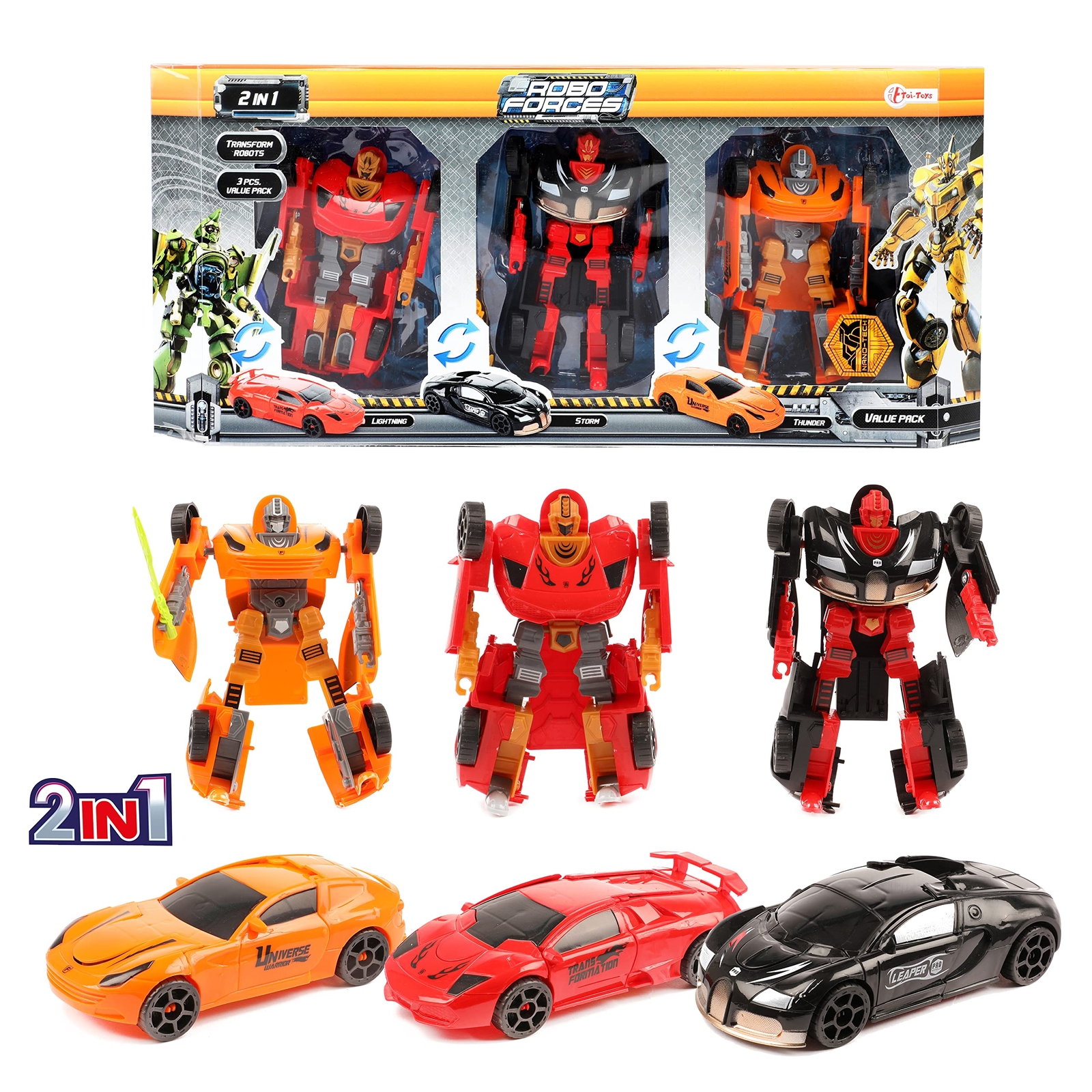 Toi-Toys Roboforces transformer robots 10 cm 3-piece
