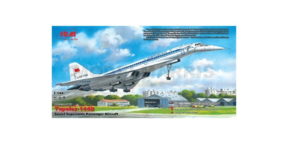 ICM 14402 1/144 Tupolev-144D, Soviet Supersonic Passenger Aircraft