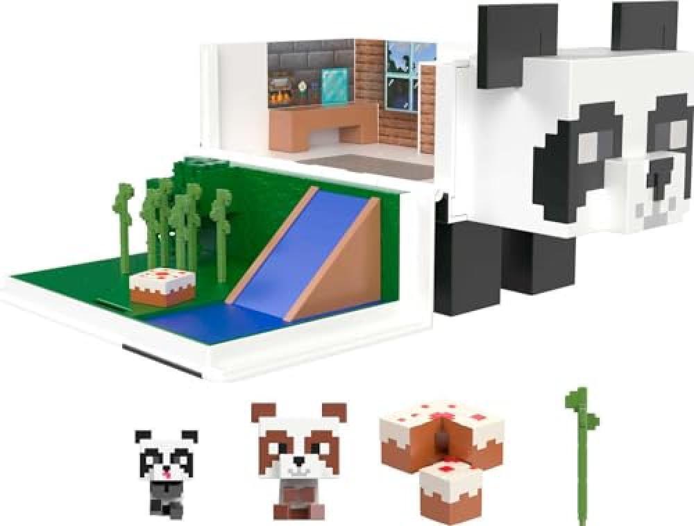 (TG. Piccolo) Mattel Minecraft Playset - Playset La Casa dei Panda e Mini Teste