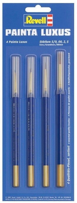 REVELL - 4 spazzole per capelli di zibellino premium dimensioni 5/0; 00; 2; 5...