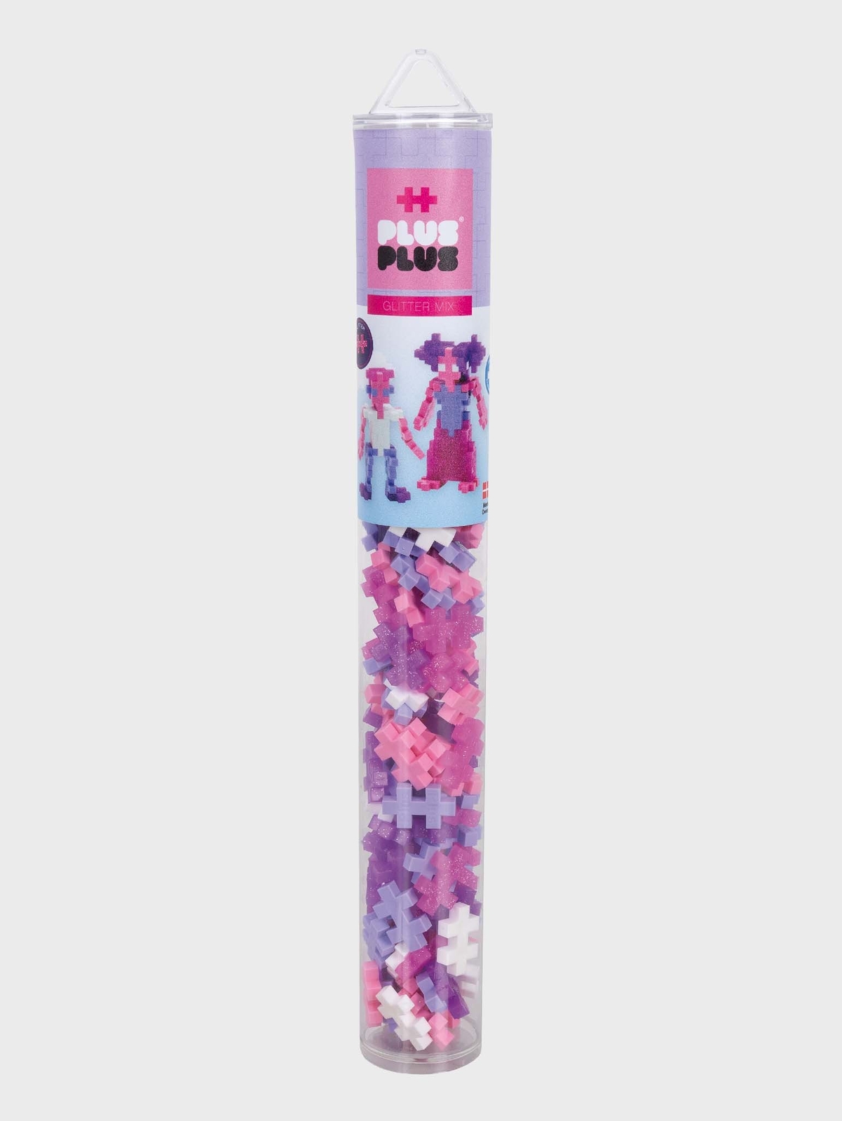 TUBO da 100 pezzi MINI BASIC plus plus GLITTER MIX brillantini COSTRUZIONI età 5