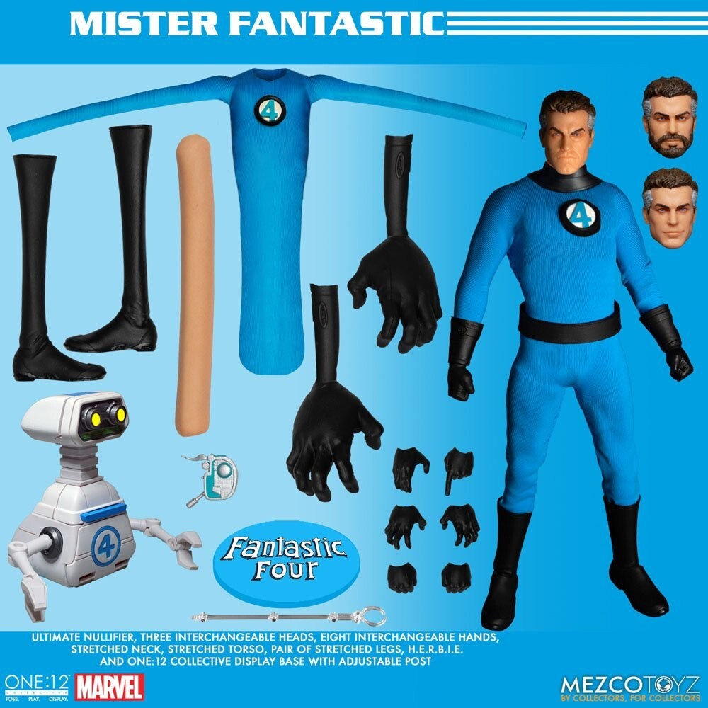 Mezco One 12 Fantastic Four Dlx Steel Mr Fantastic + HERBIE MARVEL LEGEND FIGURE