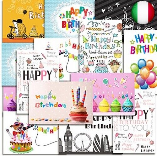 Kuuqa 20 Pezzi Buon Compleanno Carte Con 20 buste, biglietti d'auguri