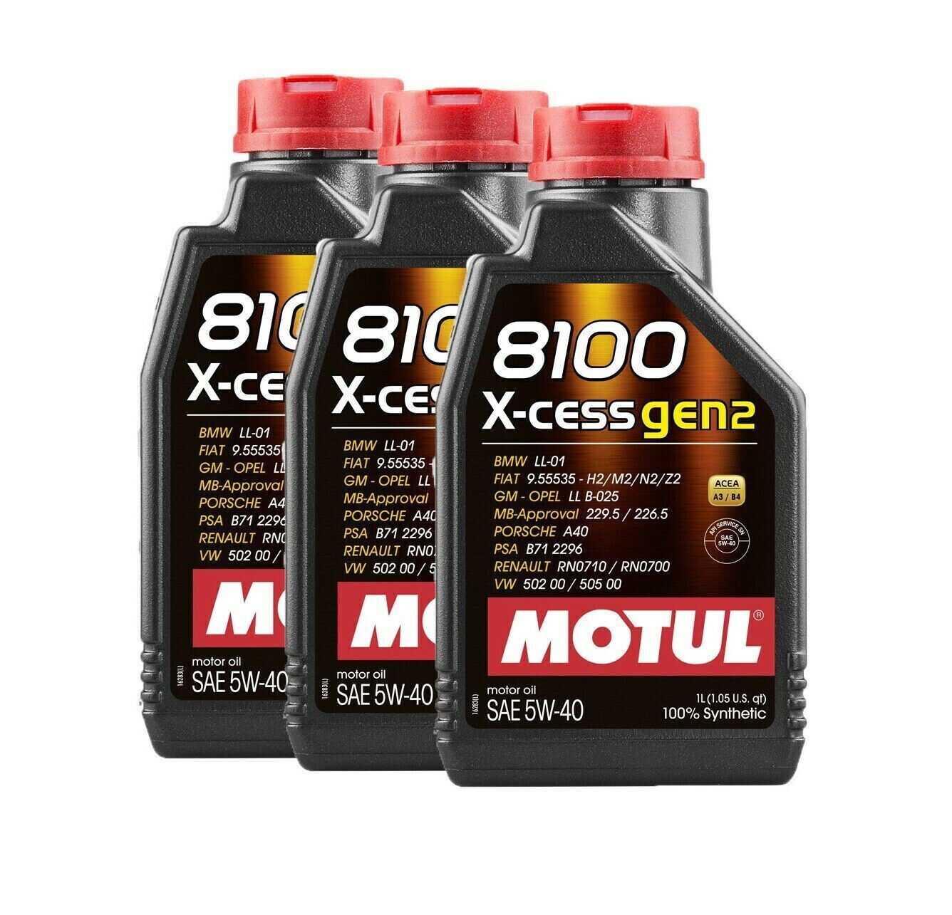 3 Litri Motul 8100 X-CESS XCESS 5W40 GEN2 A3 B4 Olio Tagliano Motore Auto Synt