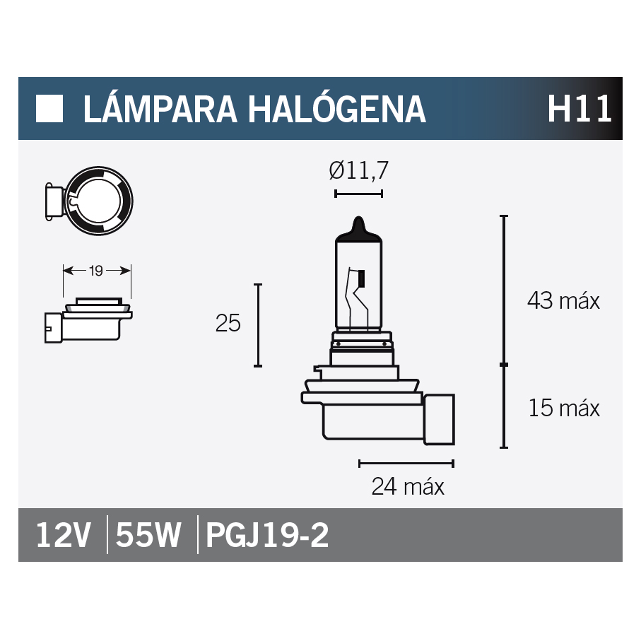 V PARTS LAMPADINA HALOGENA H11