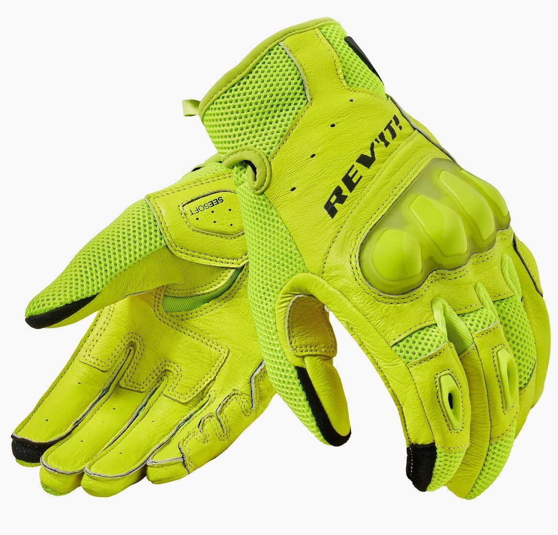 GUANTI MOTO PELLE ESTIVI GLOVE REVIT REV'IT RITMO GIALLO FLUO PROTEZIONI TG XL