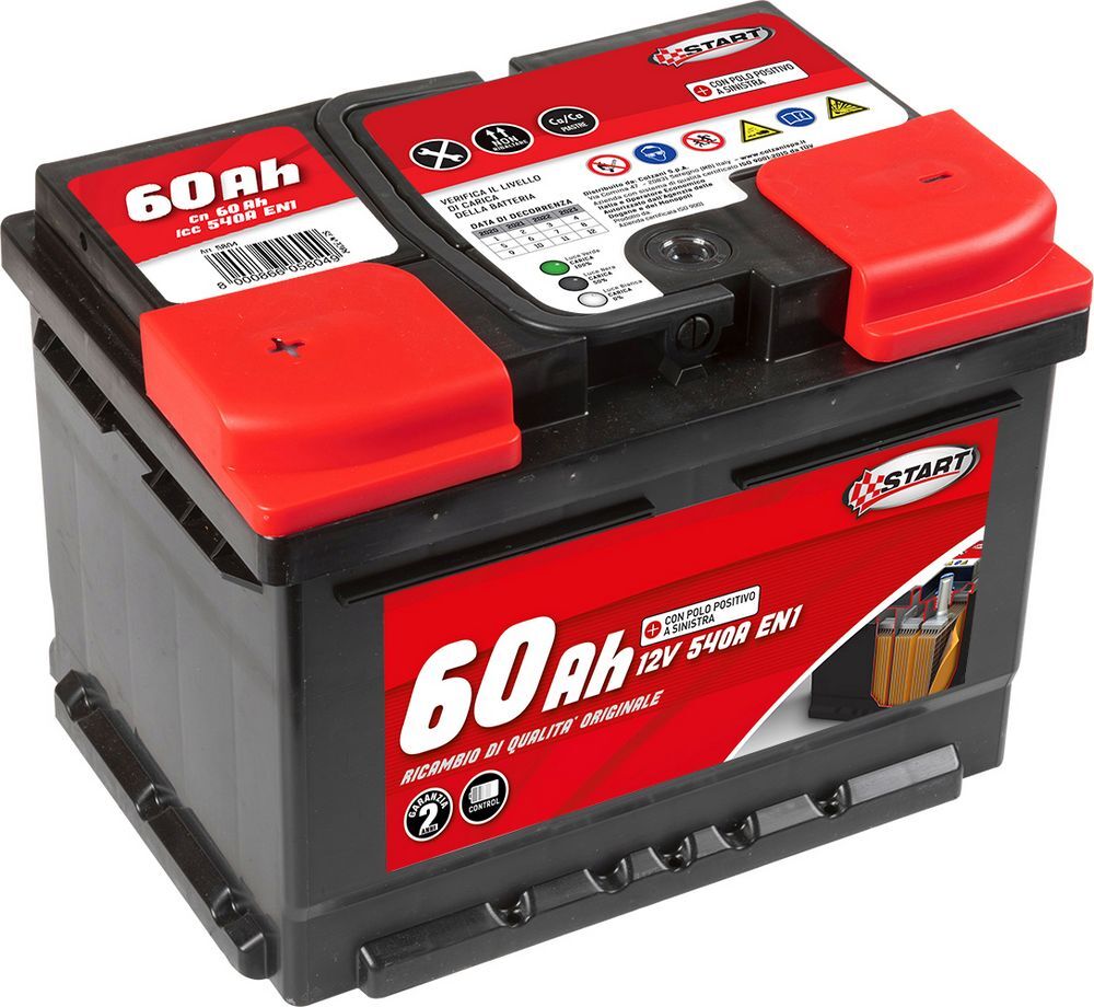 Batteria Auto 60ah 12v 540a Polo Positivo Sinistro Cassetta l2
