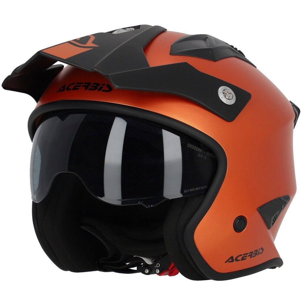 CASCO MOTO ACERBIS JET ARIA 2206 METALLIC ORANGE MATT VISIERA INTERNA FUME' TG L