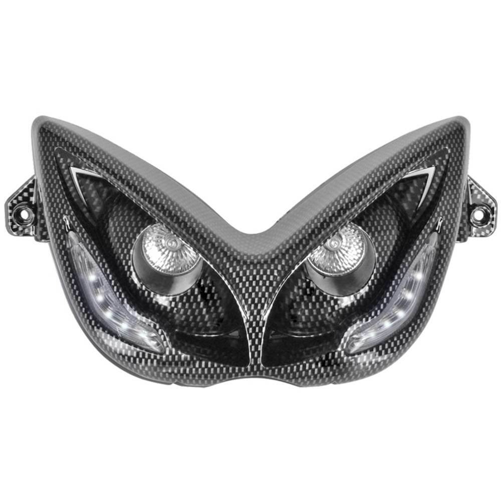 MASCHERA FARO 2 CARBON BANDE LED BIANCHI MBK 100 Nitro 2000-2014