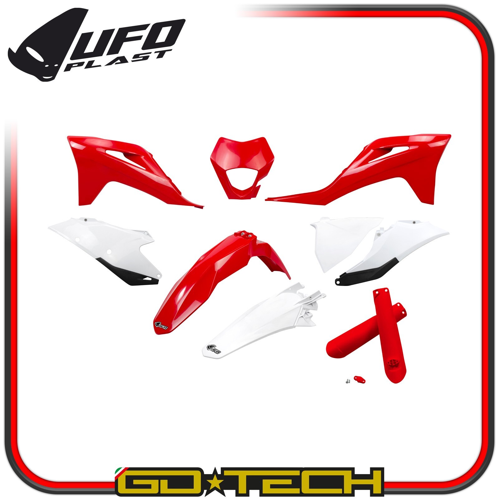 KIT PLASTICHE CARENE UFO GAS GAS EC EC-F 250 300 350 2021-2023 ROSSO BIANCO OEM