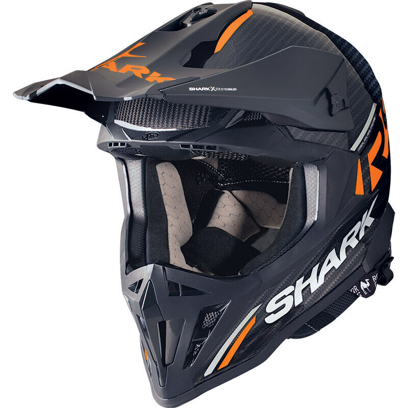 CASCO HELMET MOTO CROSS ENDURO SHARK VARIAL RS CARBON FLAIR ARANCIO FLUO TG M