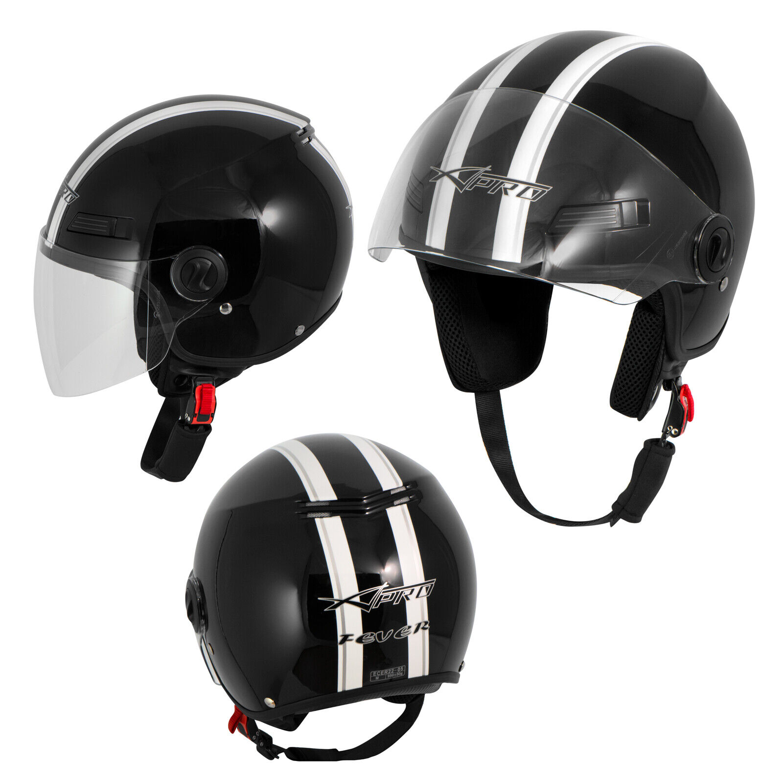 Open Face Jet Helmet Lid Motorbike Scooter Quad Visor Black S