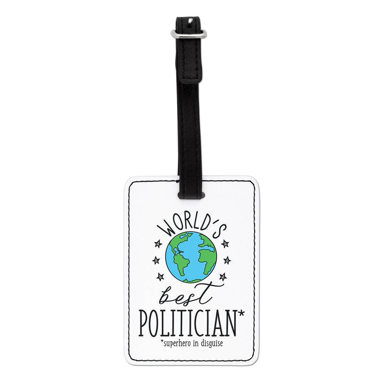World's Best Politico Visivo Targhetta Bagaglio Borsa Valigia