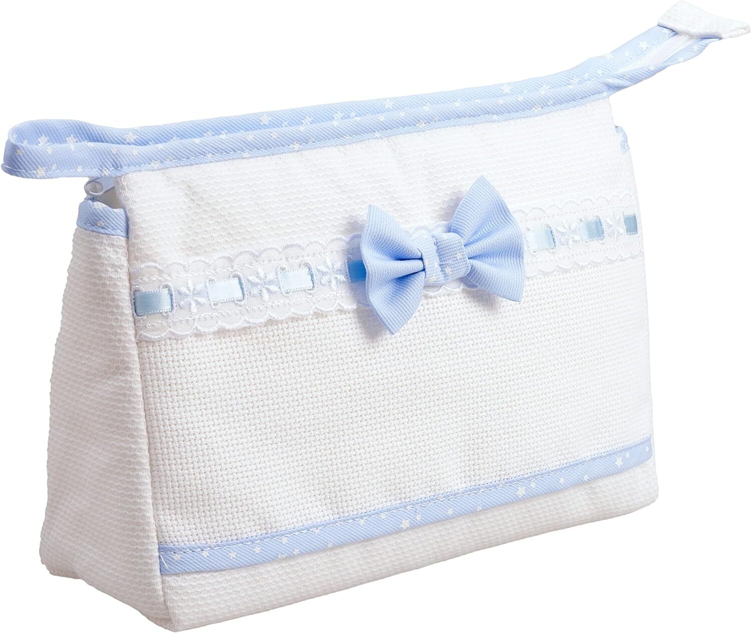 Filet - Trousse da viaggio in cotone con interno Bianco E Azzurro